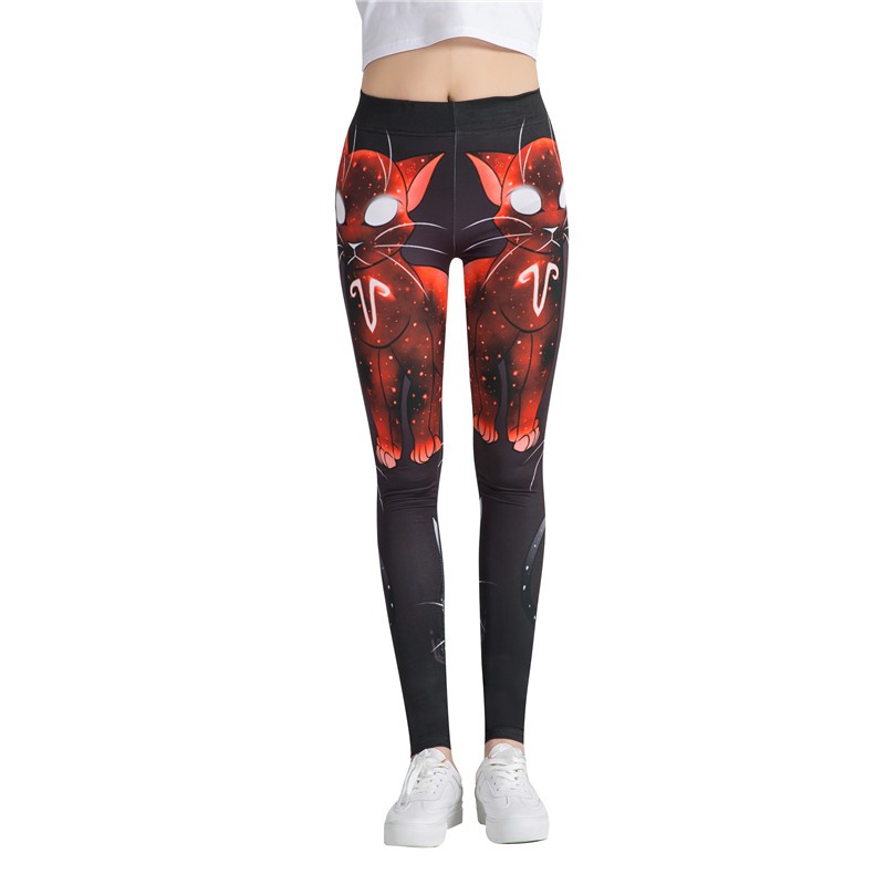 Women's Yoga pants Kitty print Women's colorful Yoga pencil pants